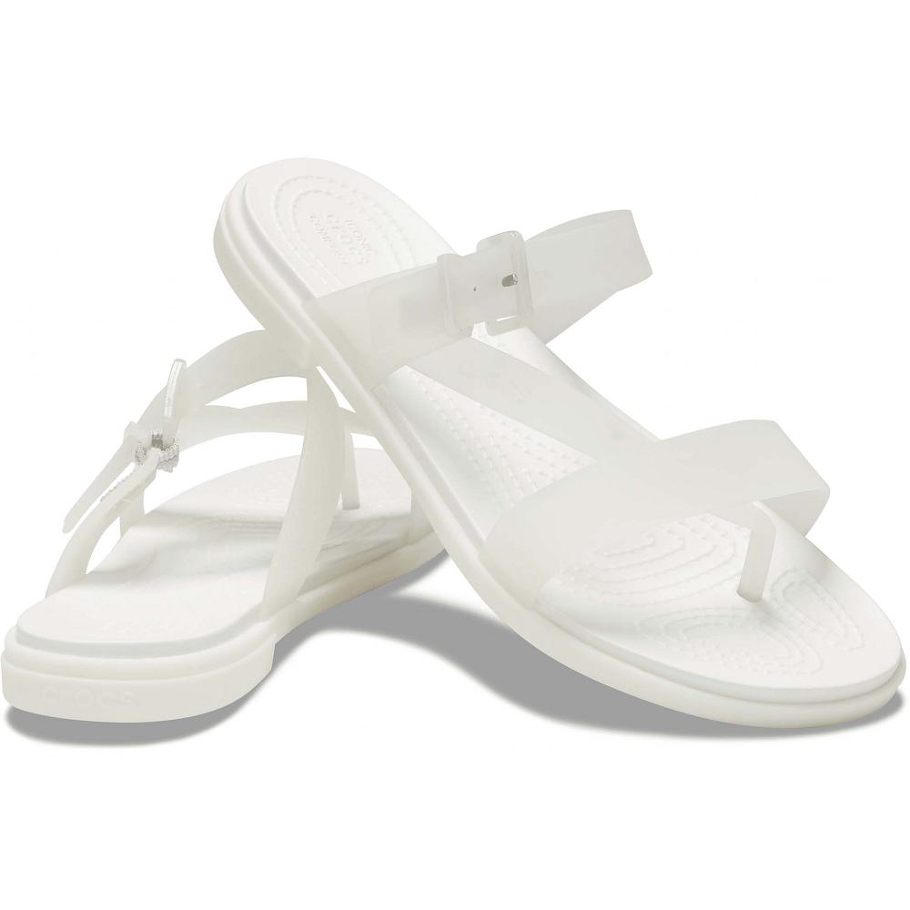 White Women's Crocs Tulum Translucent Toe Post Sandals | NZ 0515XYUF